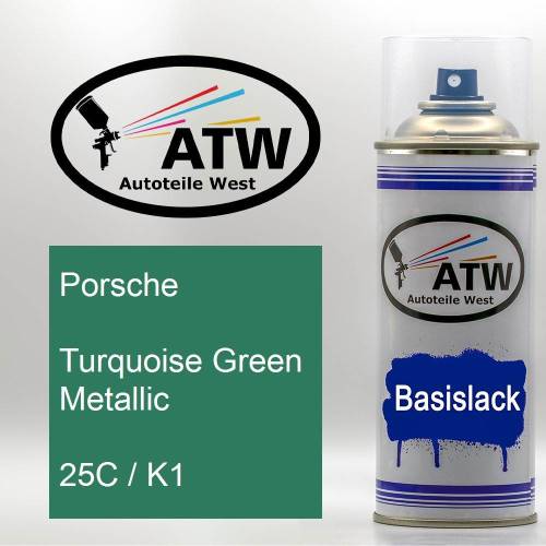 Porsche, Turquoise Green Metallic, 25C / K1: 400ml Sprühdose, von ATW Autoteile West.